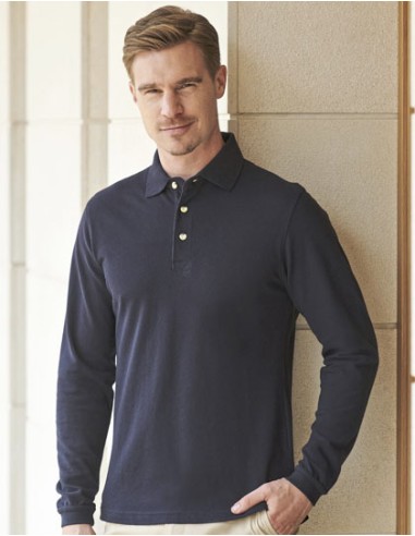 HEN-H105-Long Sleeved Cotton Piqué Polo Shirt